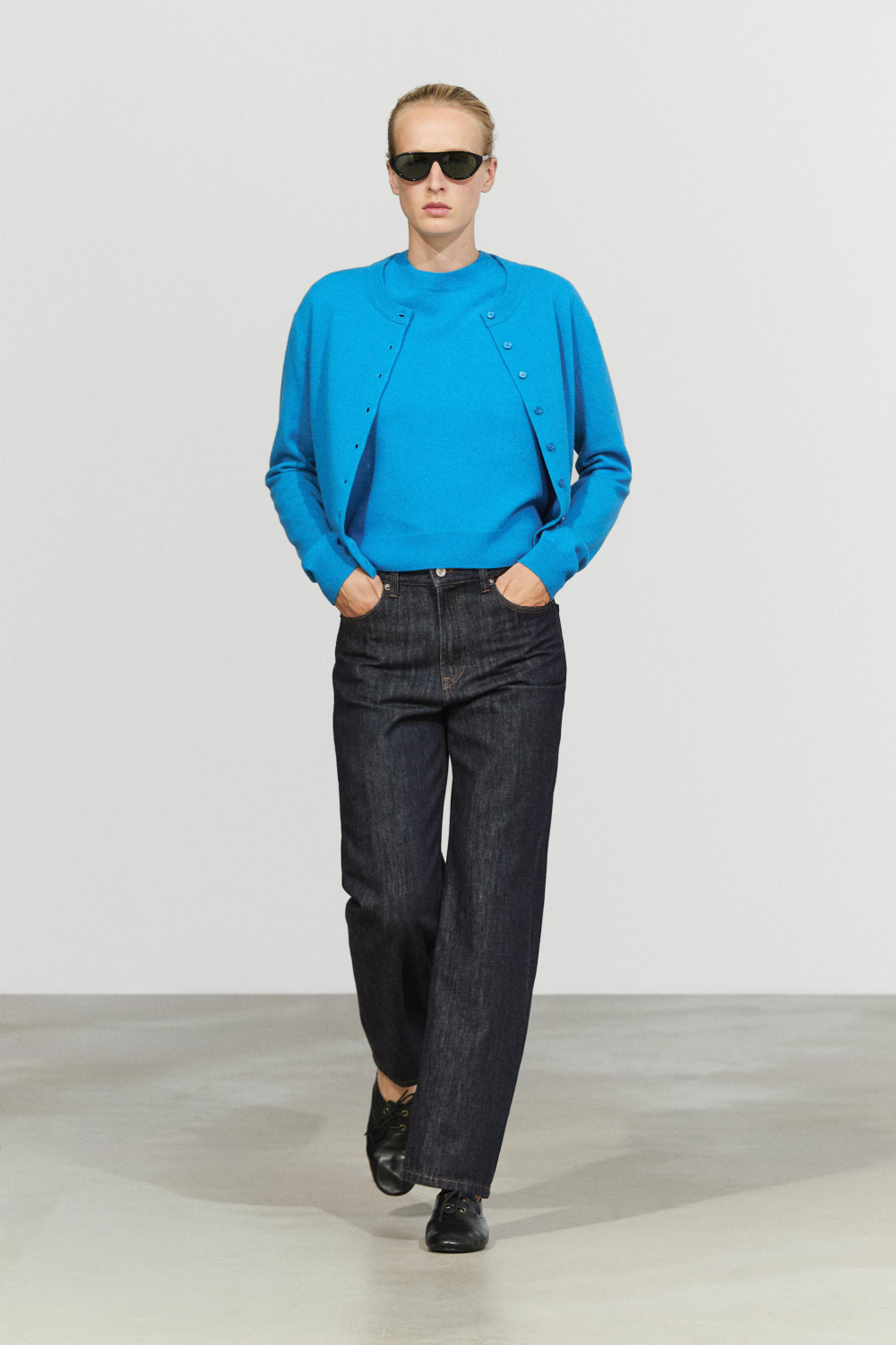Massimo Dutti Джемпер из смесовой шерсти с короткими рукавами, бирюзовый