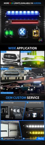 Светодиодная полоса AURORA, белые и золотисто-желтые светодиодные полосы для внедорожных грузовиков, квадроциклов 4x4, внедорожная световая панель