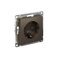 Розетка с заземлением без шторок Systeme Electric AtlasDesign Мокко ATN000643