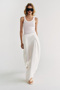 ZARA БРЮКИ С РАЗРЕЗАМИ — ZW COLLECTION, ЖЕЛТОВАТО-БЕЛЫЙ