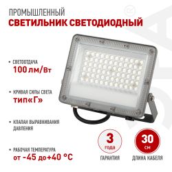 Прожектор светодиодный уличный ЭРА PRO LPR-063-0-65K-050 50Вт 6500K КСС Г 90° IP65 серый поликарбонат гарантия 3 года | Прожекторы PRO