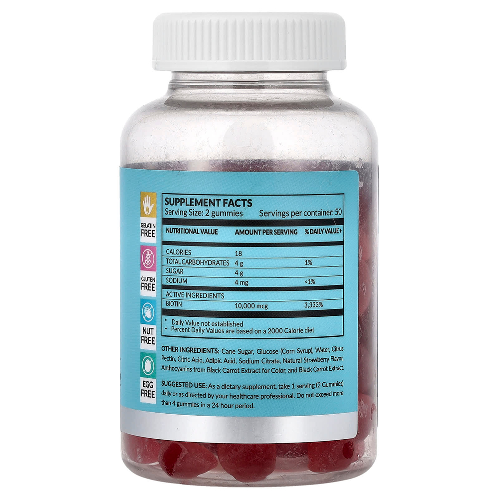 artnaturals, Nutrition, жевательные таблетки с биотином, со вкусом натуральной клубники, 100 жевательных таблеток (5000 мг в 1 жевательной таблетке)