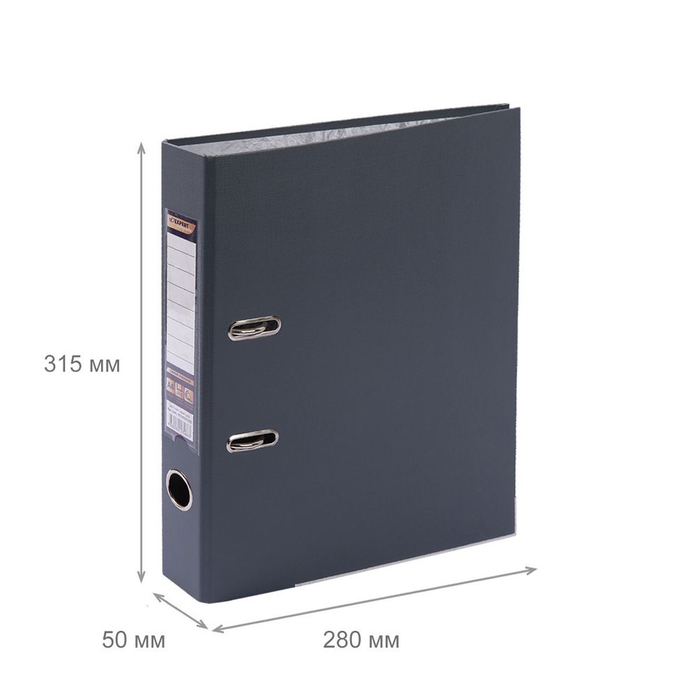 Регистратор PVC, мет.уг. 50 мм, 10 шт, Premier A4 арочный механизм, серый EC10221155, Expert Complete
