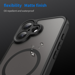 Полупрозрачный матовый чехол с MagSafe для iPhone 17, боковые рамки черного цвета