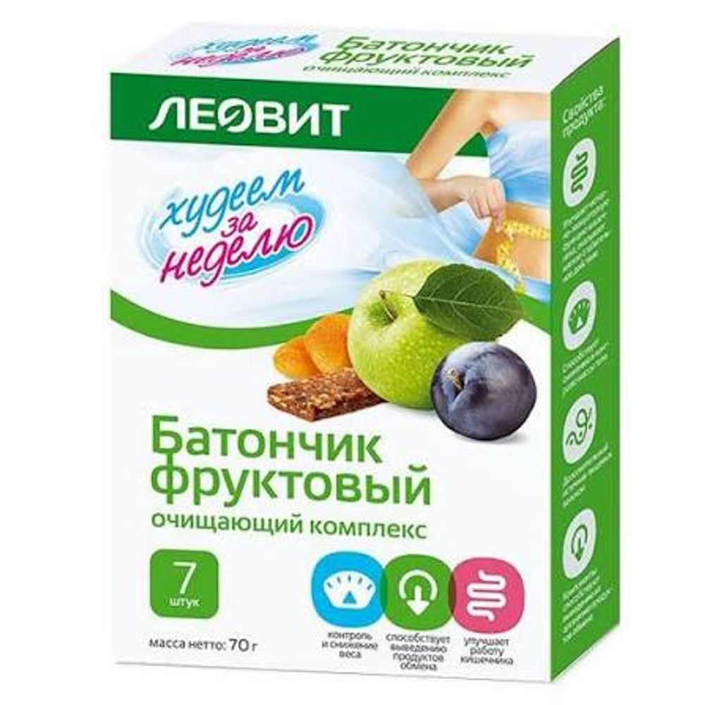 Батончик Леовит фруктовый Очищающий комплекс Худеем за неделю упак 10гр*7шт