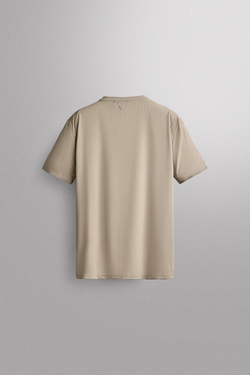 ZARA ТЕХНИЧЕСКАЯ ФУТБОЛКА С РЕЛЬЕФНОЙ ТЕКСТУРОЙ, БЕЖЕВЫЙ