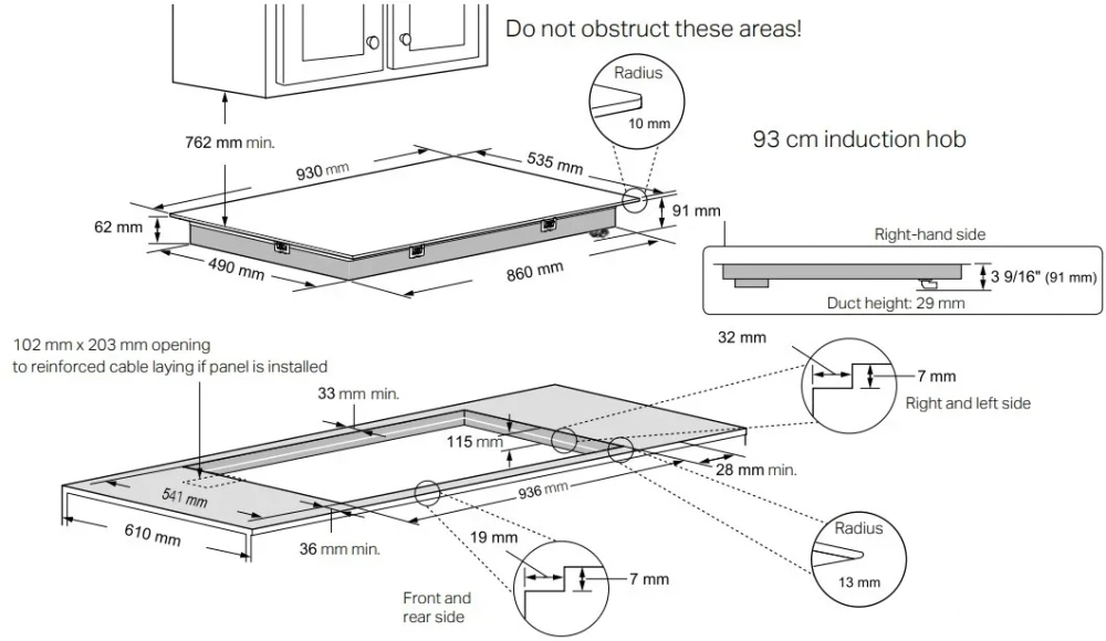 Индукционная варочная панель, ш. 93 см, черный Signature Kitchen Suite SKSIT3601G