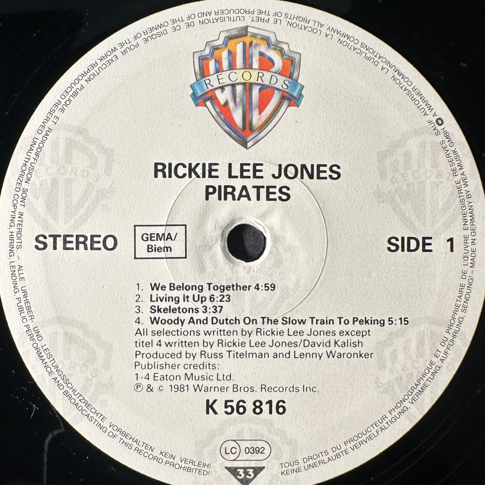 Rickie Lee Jones ‎– Pirates (Германия 1981г.)