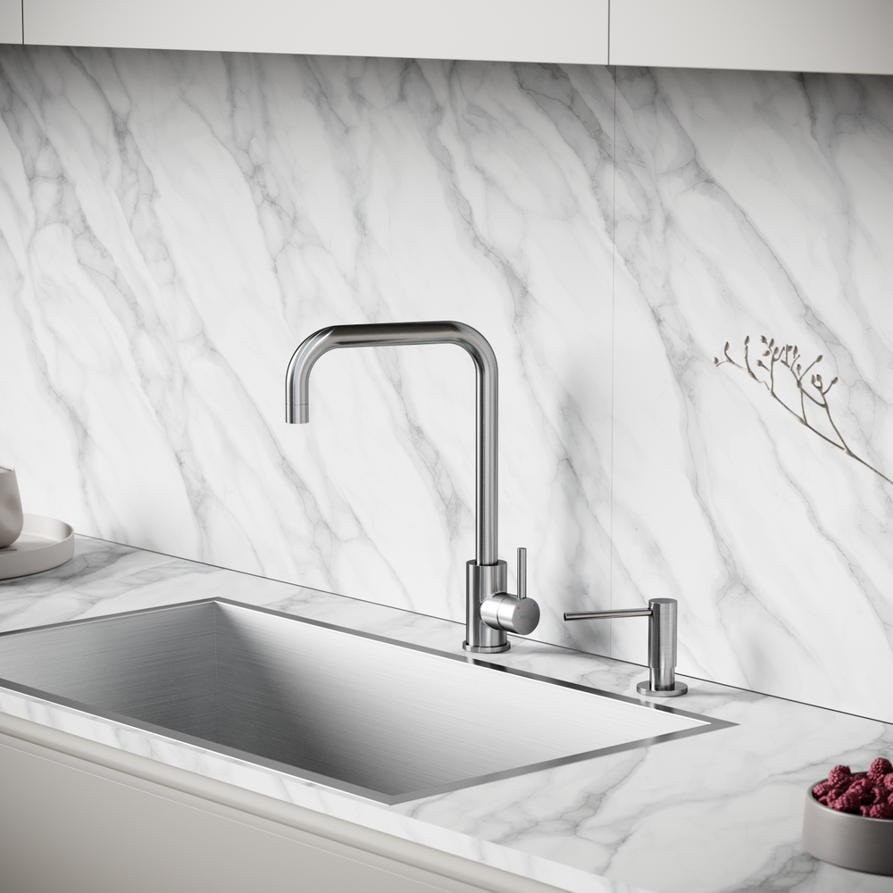 Смеситель для кухни из нержавеющей стали Sancos Stainless, с поворотным Г изливом, SC12002SS, арт. SC12002SS