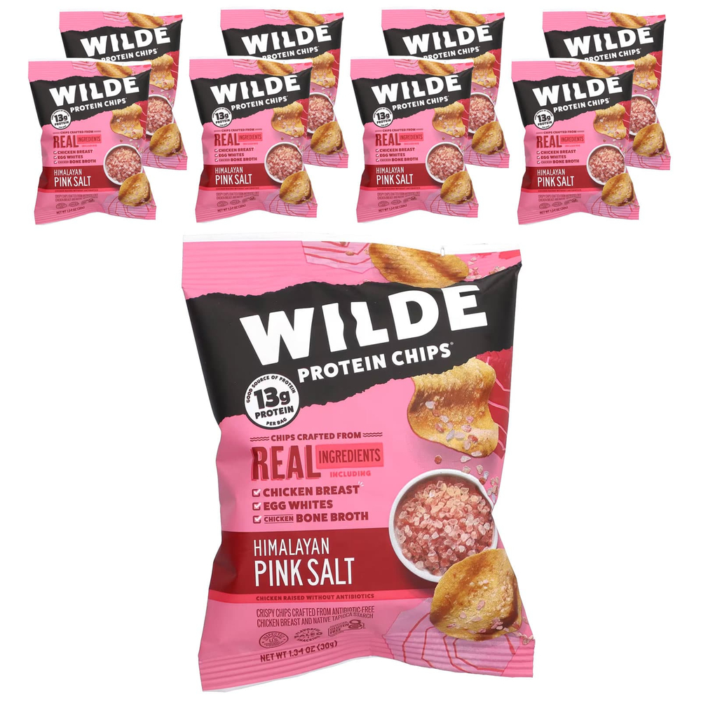 Wilde Brands, Protein Chips®, розовая гималайская соль, 8 пакетиков по 38 г (1,34 унции)