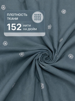 Пододеяльник 150х210 1,5-спальный Перкаль Хлопок Цветочки сине-бирюзовом фоне