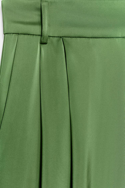 ZARA АТЛАСНЫЕ БРЮКИ СО СКЛАДКАМИ, ЗЕЛЕНЫЙ