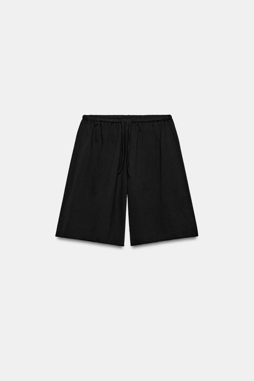 ZARA ХЛОПКОВЫЕ ШОРТЫ НА ШНУРКЕ, ЧЕРНЫЙ