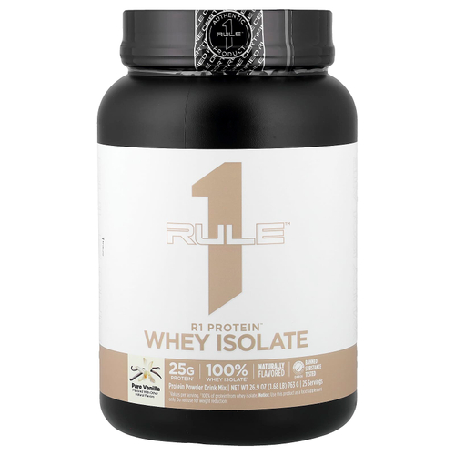 Rule One Proteins, R1 Protein™, сывороточный изолят, со вкусом чистой ванили, 763 г (1,68 фунта)