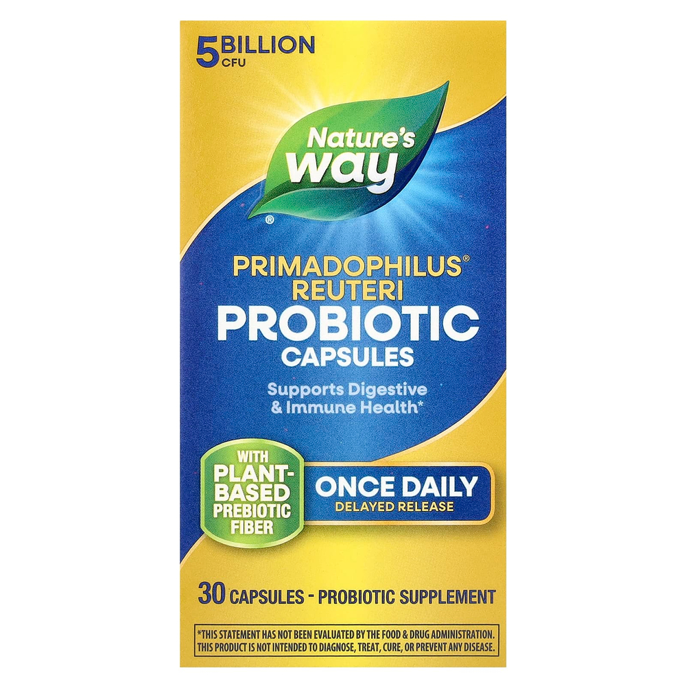 Nature's Way, Primadophilus® Reuteri, пробиотик, 5 млрд КОЕ, 30 капсул