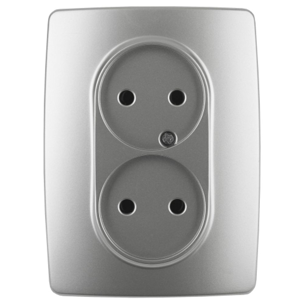 Розетка ЭРА Серия 12 12-2107-03 двойная без заземления 2X2P 16A-250В IP20 алюминий | Эра 12