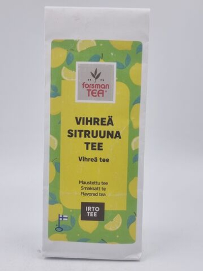 Чай зеленый Forsman Sitruuna с лимоном, 60 г (из Финляндии)