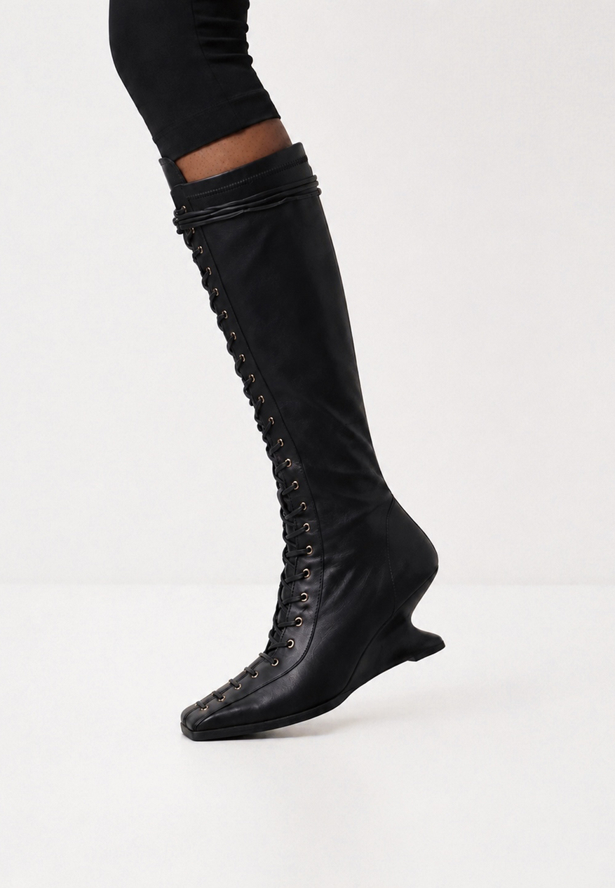 boots heel black leather