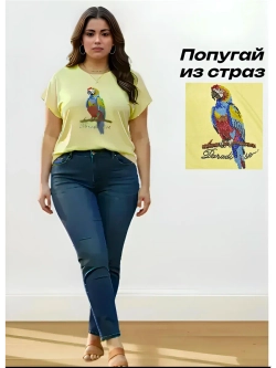 Футболка оверсайз с попугаем