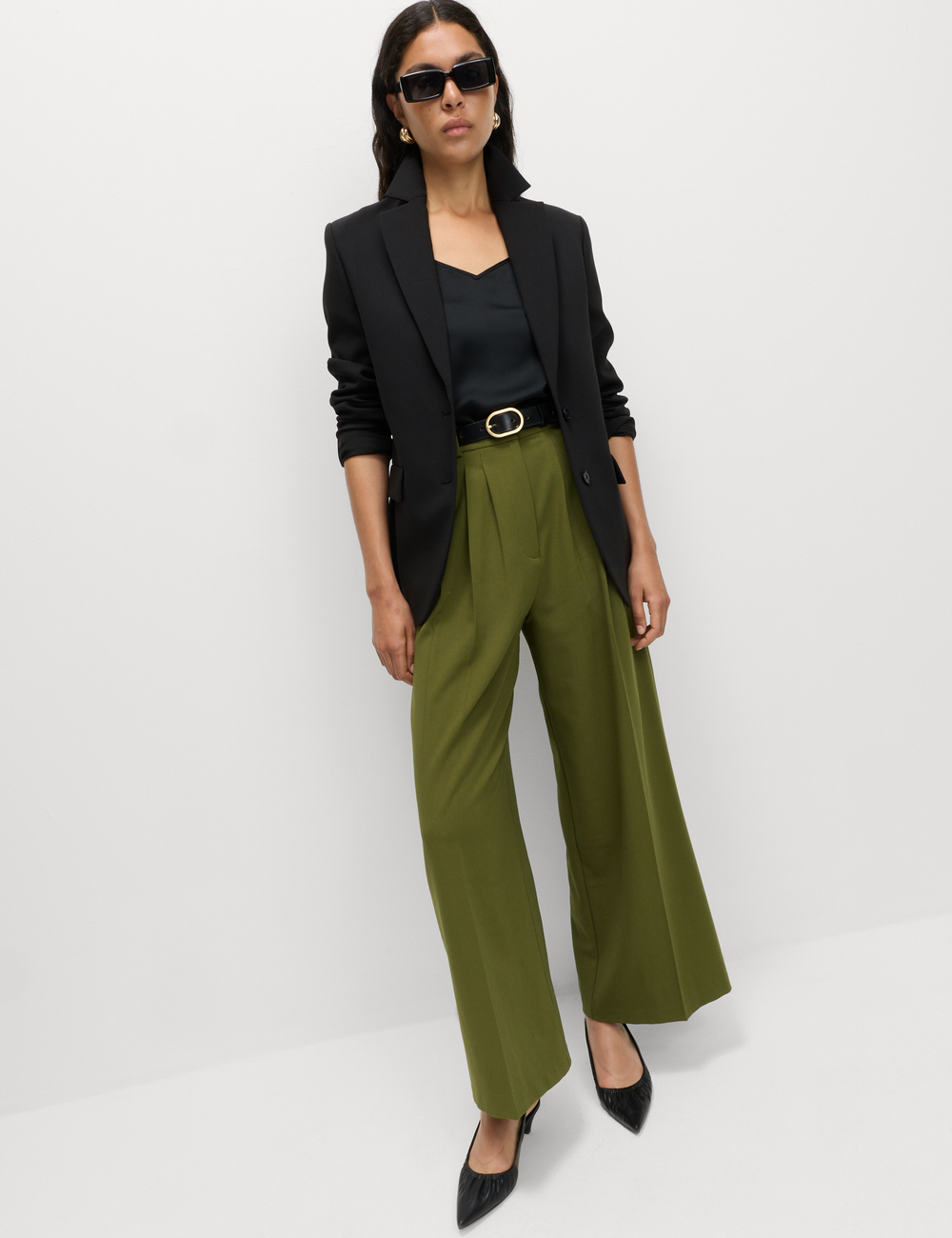 Широкие брюки со складками T59004701T - Marks & Spencer