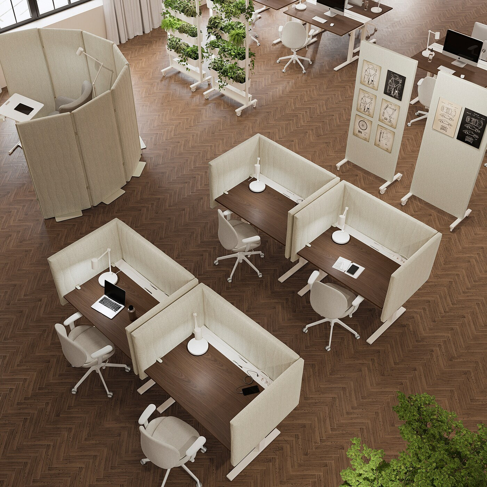 IKEA MITTZON  (ИКЕА МИТТЗОН)  -  Акустический настольный экран, бежевый с пушечным напылением, 145x72 см