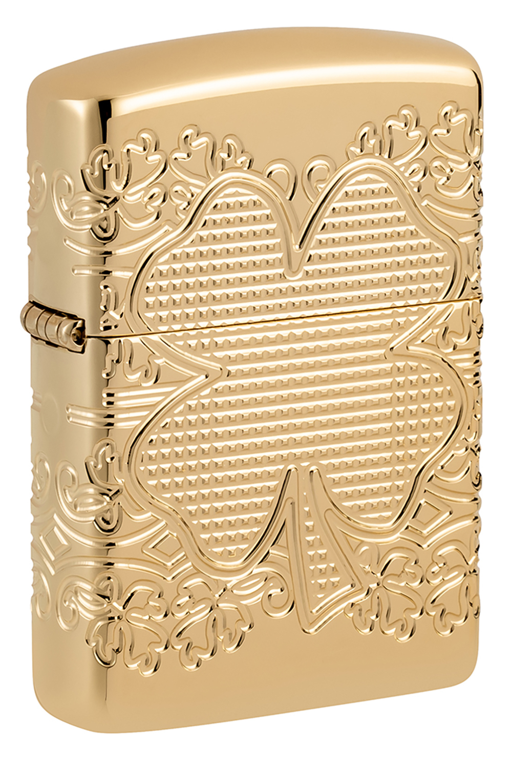 Зажигалка ZIPPO Armor Счастливый клевер с глянцевым золотистым покрытием | Lucky Clover High Polish
