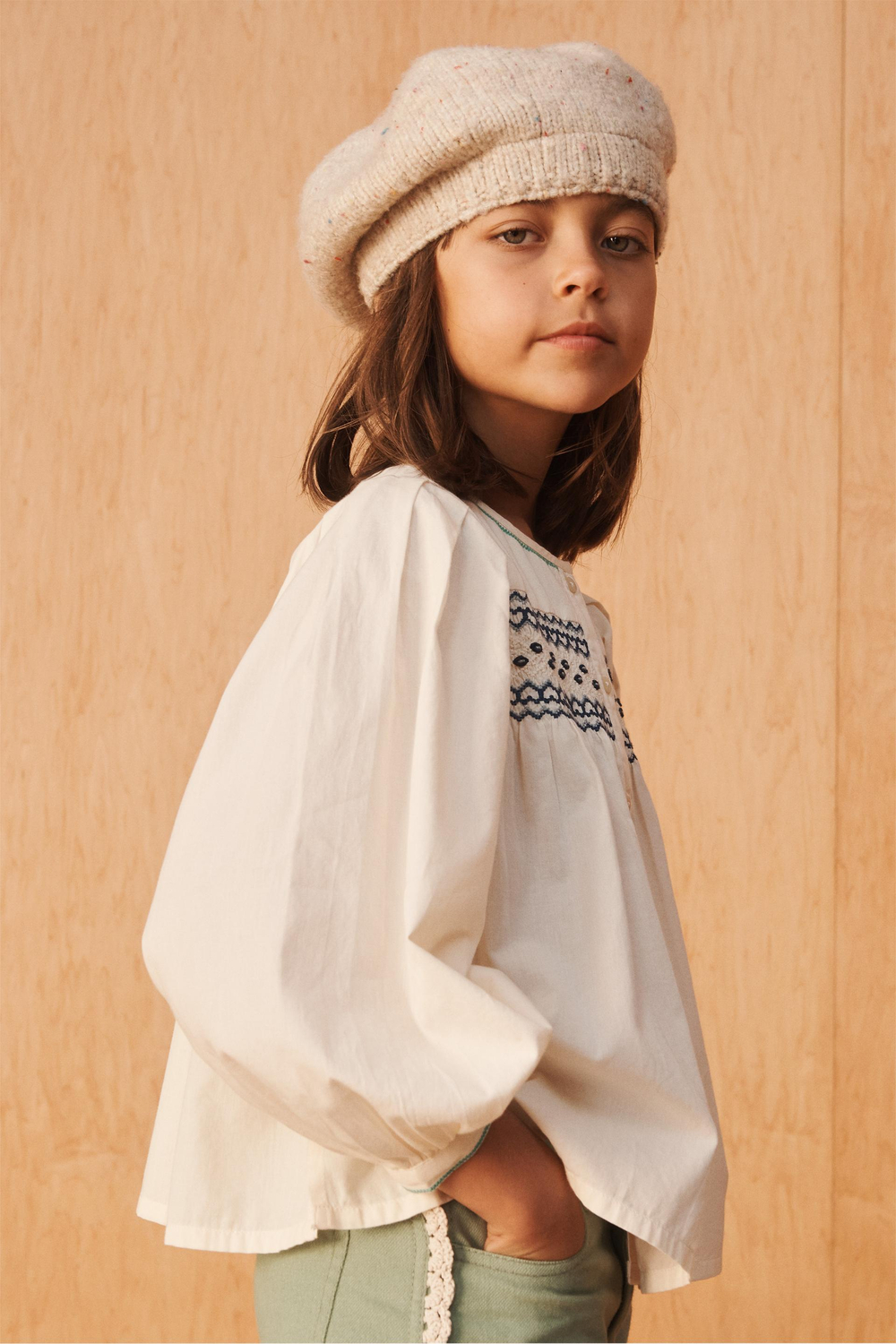 ZARA БЛУЗА С ВЫШИВКОЙ - LIMITED EDITION, ЭКРЮ