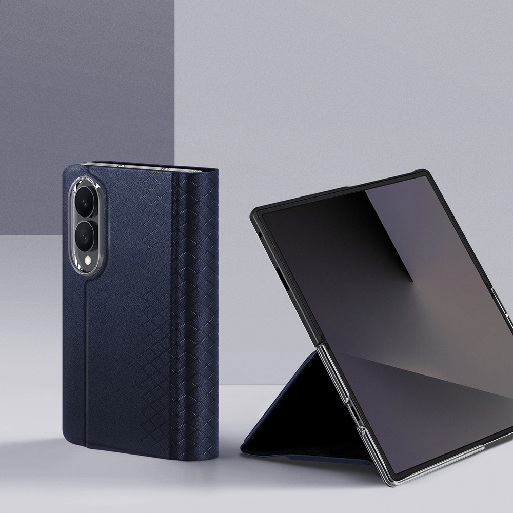 Чехол из кожи синего цвета с магнитной крышкой для Samsung Galaxy Z Fold 8, серия Bril Series (Magnetic Version) от Dux Ducis