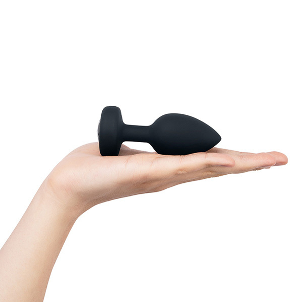 Черная вибрирующая втулка b-Vibe Vibrating Jewel Plug M/L BV-031-BLK