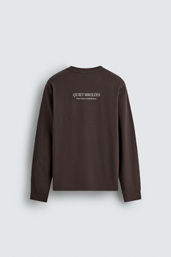 ZARA ФУТБОЛКА С НАДПИСЬЮ, КОРИЧНЕВЫЙ