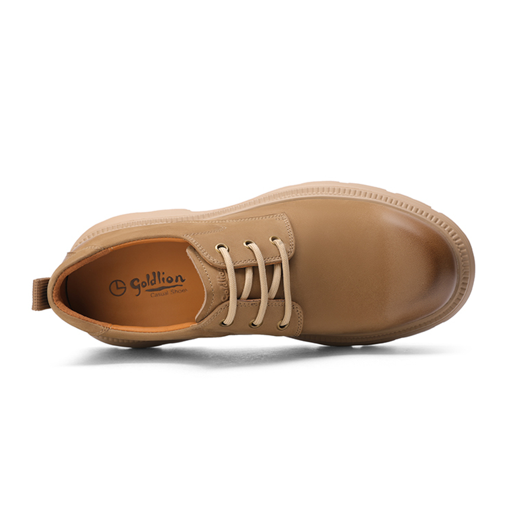 GOLDLION Top Grain Cow Leather Work Boots Men"s Earth Yellow