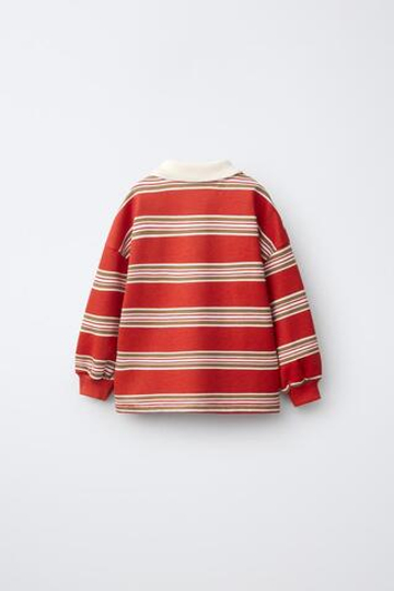 ZARA ТОЛСТОВКА ПОЛО В ПОЛОСКУ MICKEY MOUSE © DISNEY, БУРГУНДИ