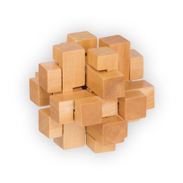 Головоломка деревянная, 1 шт, Занимательный куб 12 элементов, Delfbrick DLS-02