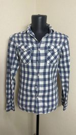 Мужская рубашка Topman в клетку, синяя с белым, размер 44-46