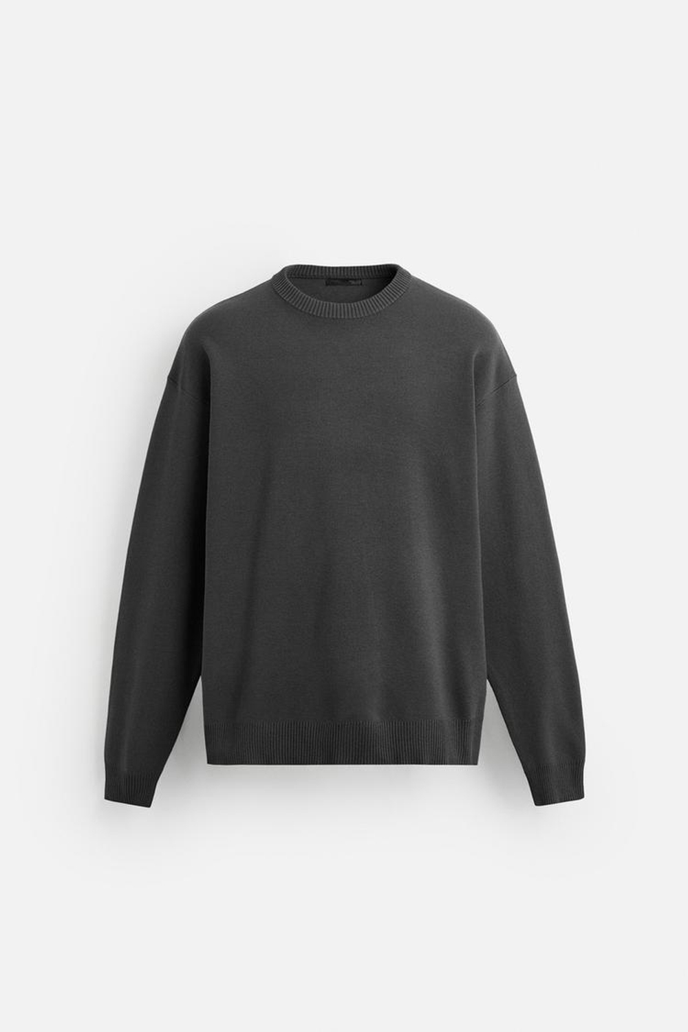 ZARA СВИТЕР ИЗ МЯГКОЙ ТКАНИ С РЕЛЬЕФНЫМ УЗОРОМ, АНТРАЦИТОВО-СЕРЫЙ