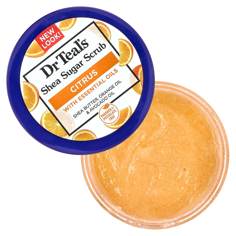 Dr. Teal's, сахарный скраб с маслом ши, цитрус, 538 г (19 унций)