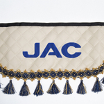 Ламбрекен с косынками стеганые JAC (экокожа, бежевый, синие кисточки)
