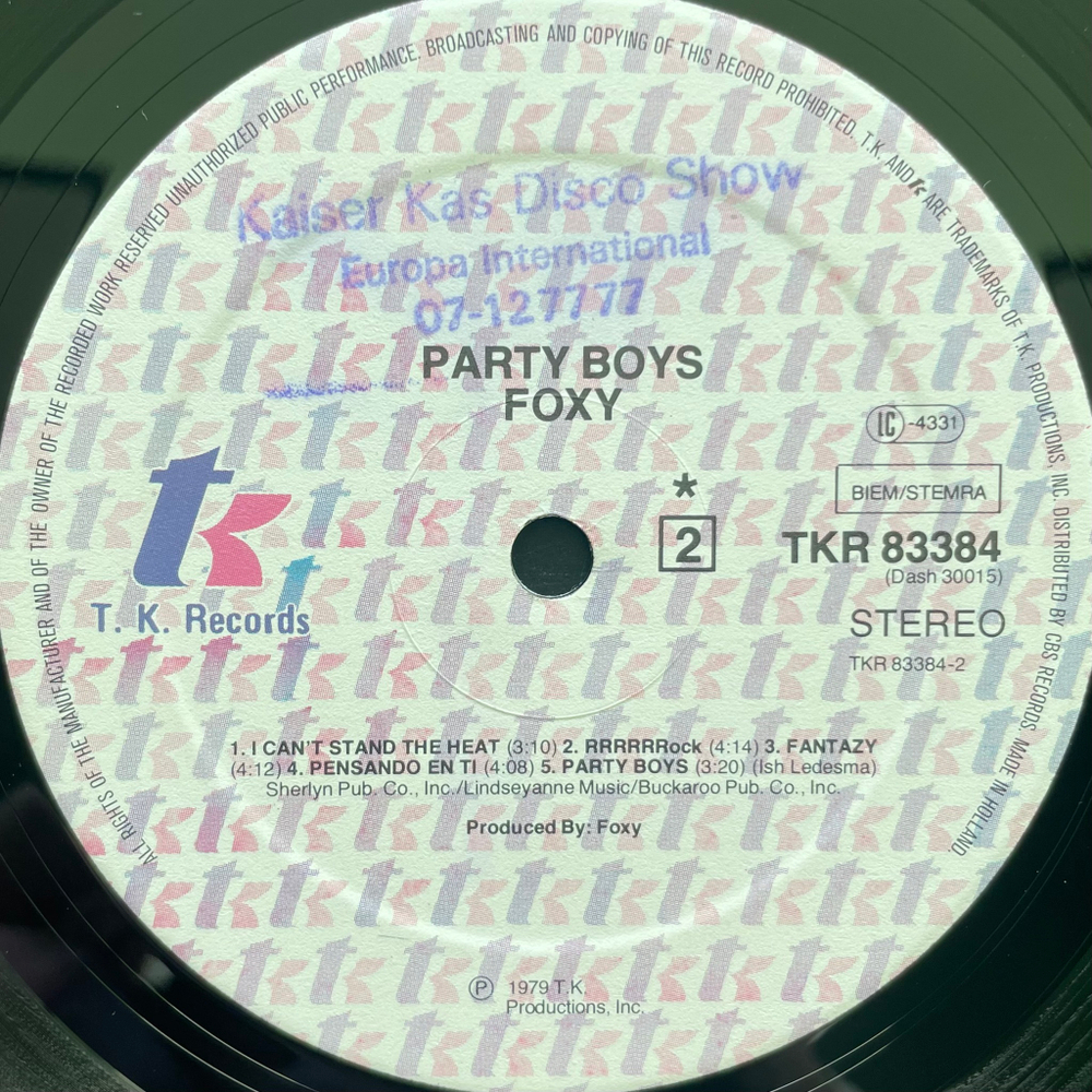 Foxy ‎– Party Boys (Голландия 1979г.)