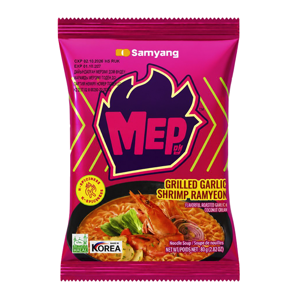 Лапша Samyang пакет  80гр МЕР жареная Ramen со вкусом креветок на гриле с чесноком (32) 6535