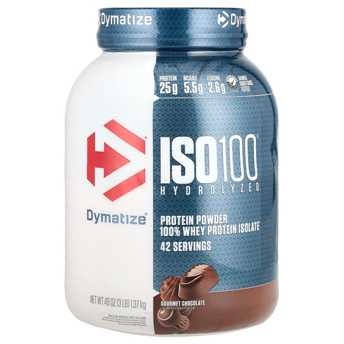 Dymatize, ISO100®, гидролизованный 100% изолят сывороточного протеина, со вкусом изысканного шоколада, 1,37 кг (3 фунта)