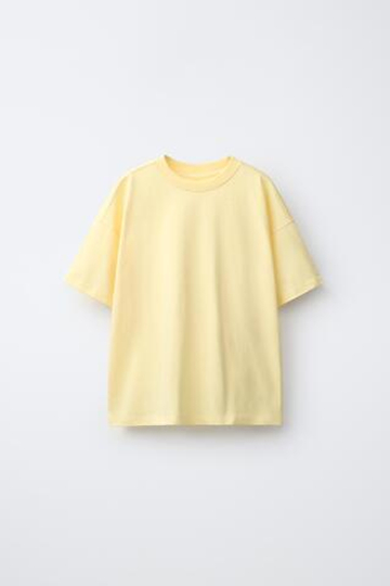 ZARA БАЗОВАЯ ОДНОТОННАЯ ФУТБОЛКА, МЯГКИЙ ЖЕЛТЫЙ