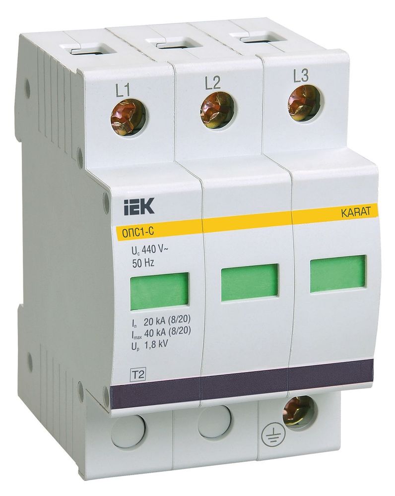 Ограничитель импульсных перенапряжений ОПС1-C 3P 20/40кА 400B IEK