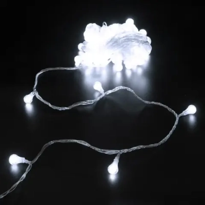 Гирлянда для дома НИТЬ «Сияющая капля» 10 м 60 ламп LED, прозр.пров, 8 реж,IP-20, Белый (возможность соединения)