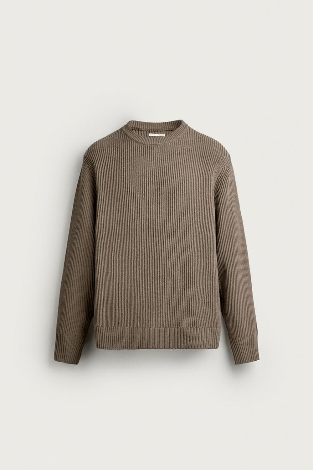 ZARA СВИТЕР РЕГУЛЯРНОГО КРОЯ С ФАКТУРНЫМ УЗОРОМ, ПЕСОЧНЫЙ МЕЛАНЖ