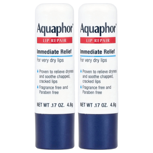 Aquaphor, стик для восстановления губ, мгновенное облегчение, 2 стика по 4,8 г (0,17 унции)