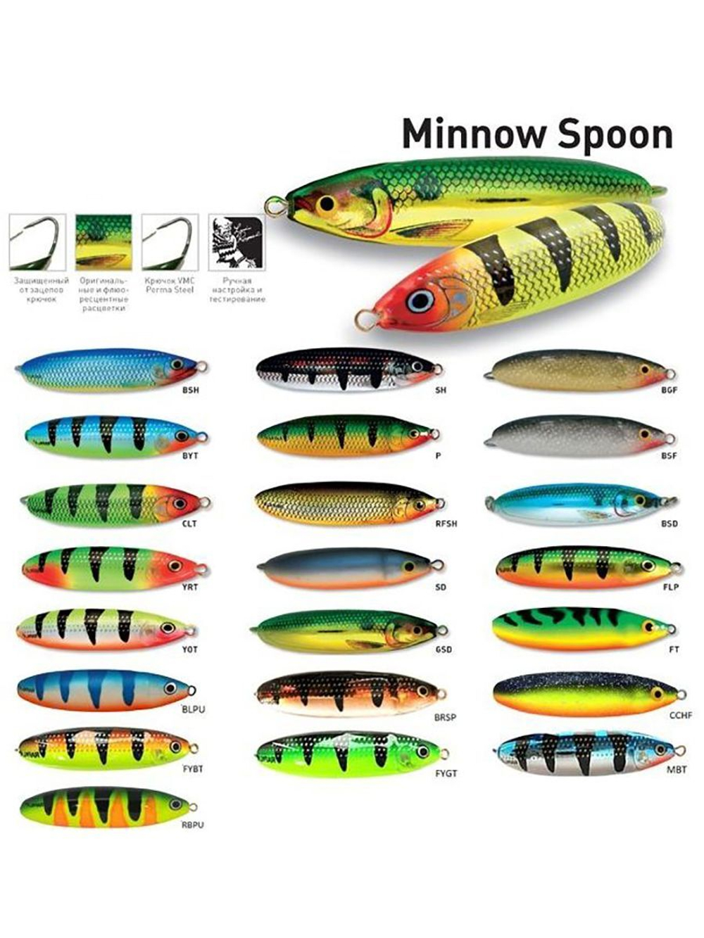 Блесна для рыбалки колебалка Minnow Spoon, 8см, 22гр