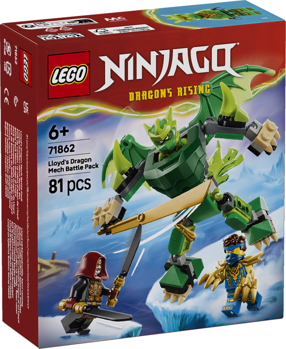 Конструктор Лего Ниндзяго Битва роботов-драконов Ллойда 71862 | LEGO NINJAGO Lloyd's Dragon Mech Battle 81 деталь | 6+