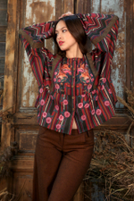 Blouse "Blackberry. Foxes in peonies"