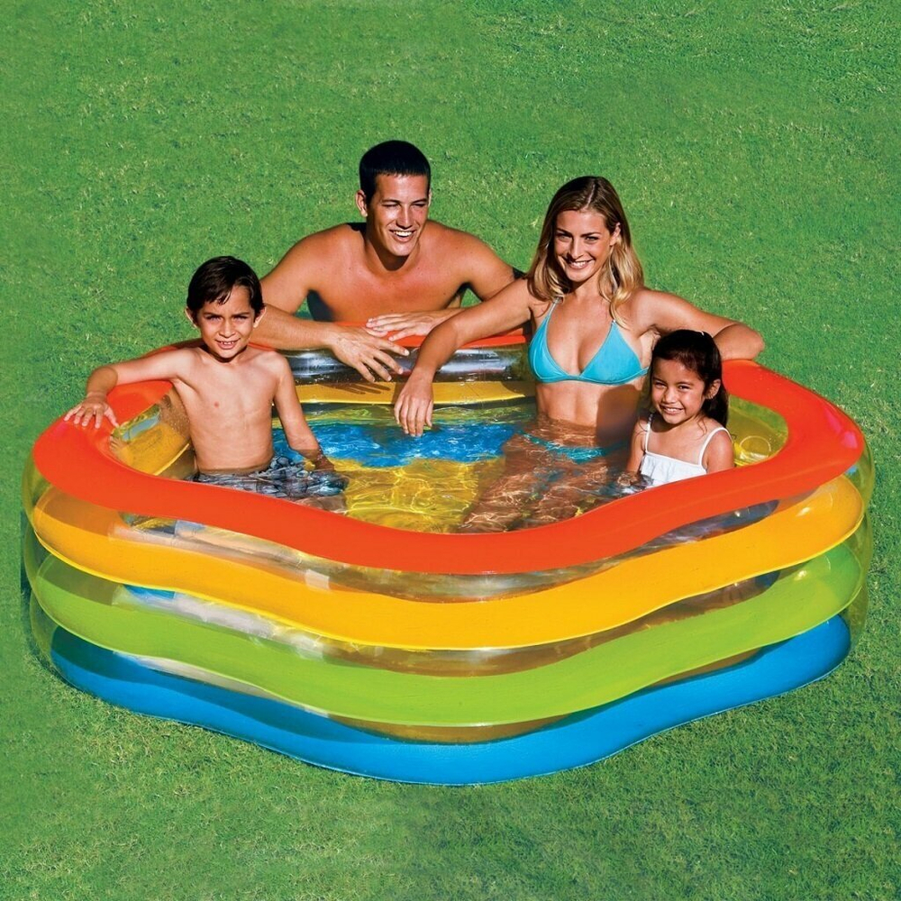 Бассейн надувной Intex 56495 Sea Shell 185х180х53 см / Пятиугольный бассейн Морская Звезда Интекс с надувным дном для дачи и отдыха