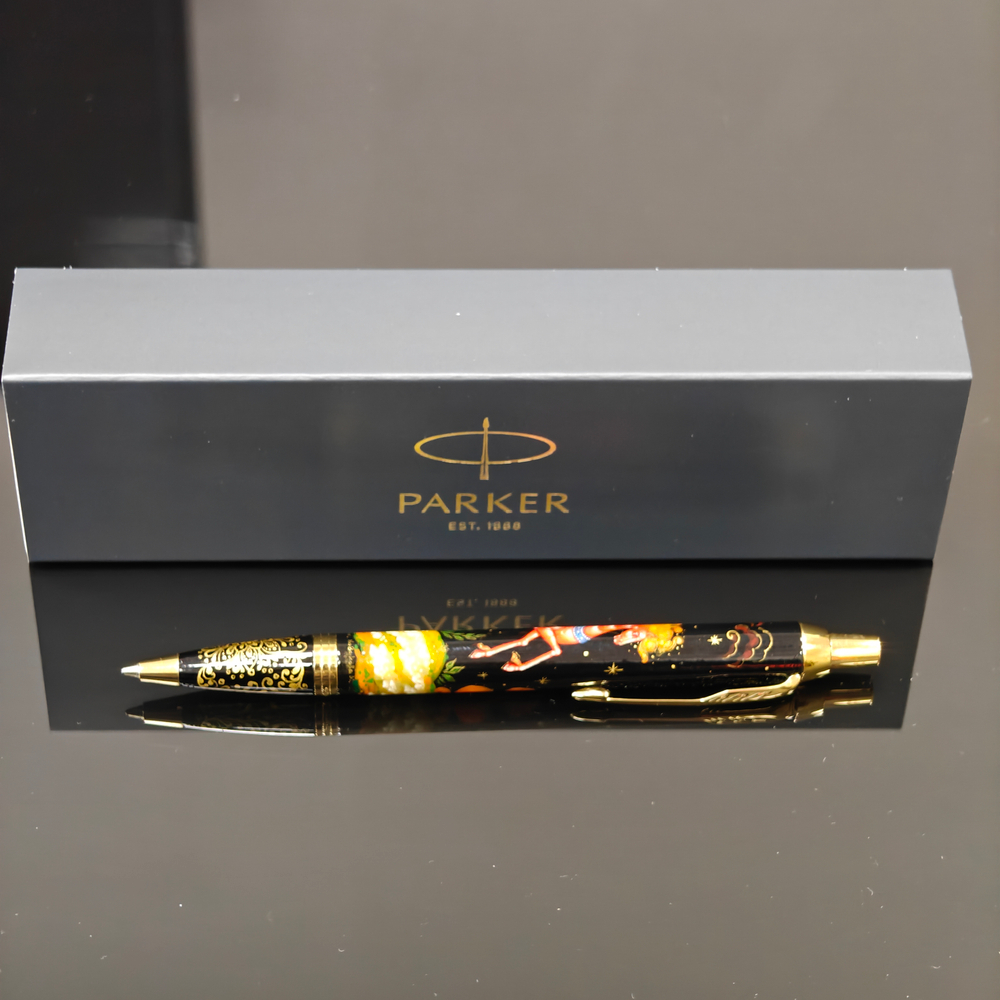 Ручка шариковая Parker "Сказочный конь красный" с ручной росписью в коробке